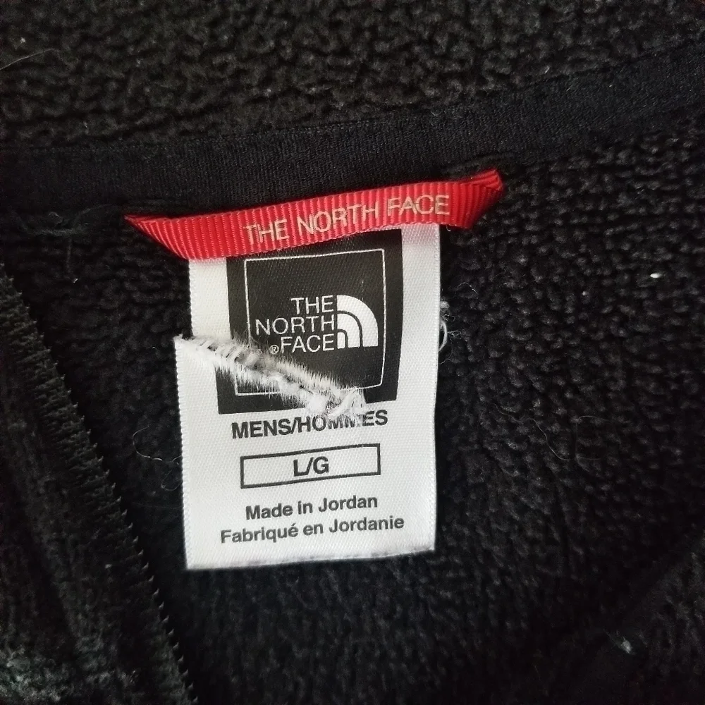 North Face Black 1/4 Zip Fleece Pullover Zip Chest Pocket Size L